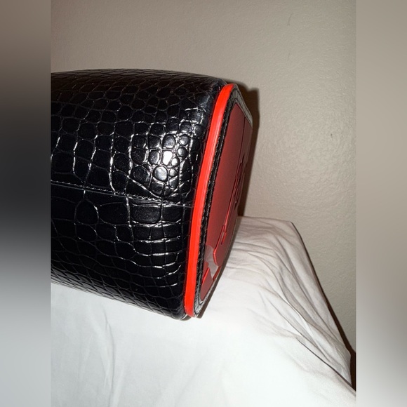 Christian Louboutin Black and Red Crocodile Texture Tote - Picture 6 of 15